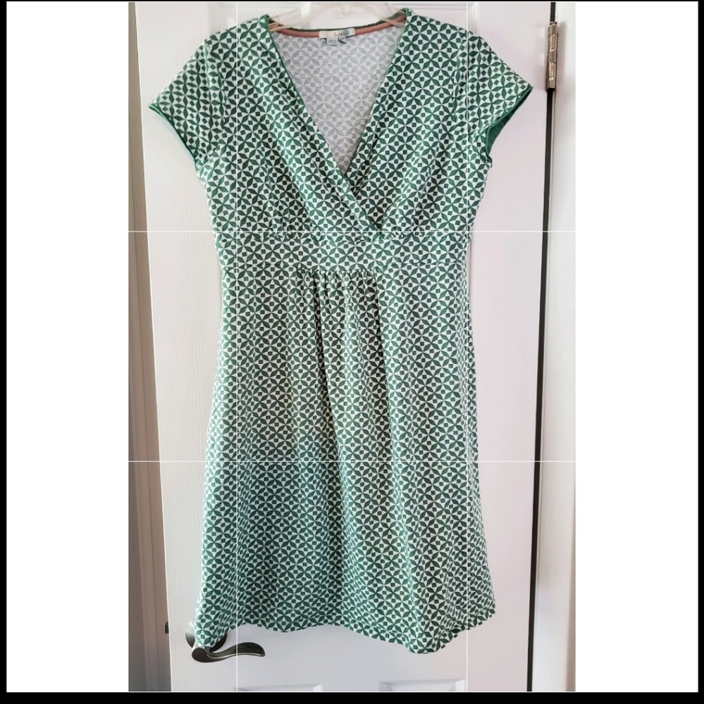 Boden Green Print Jersey Knit S/S Short Dress 10R